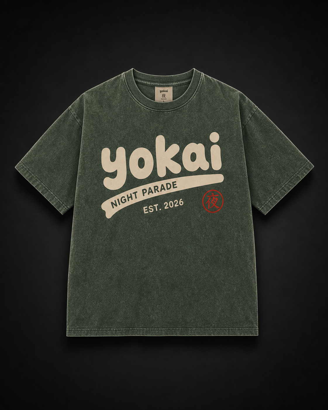 100 Demons / Night Parade Tee, Faded Forest Green, front view